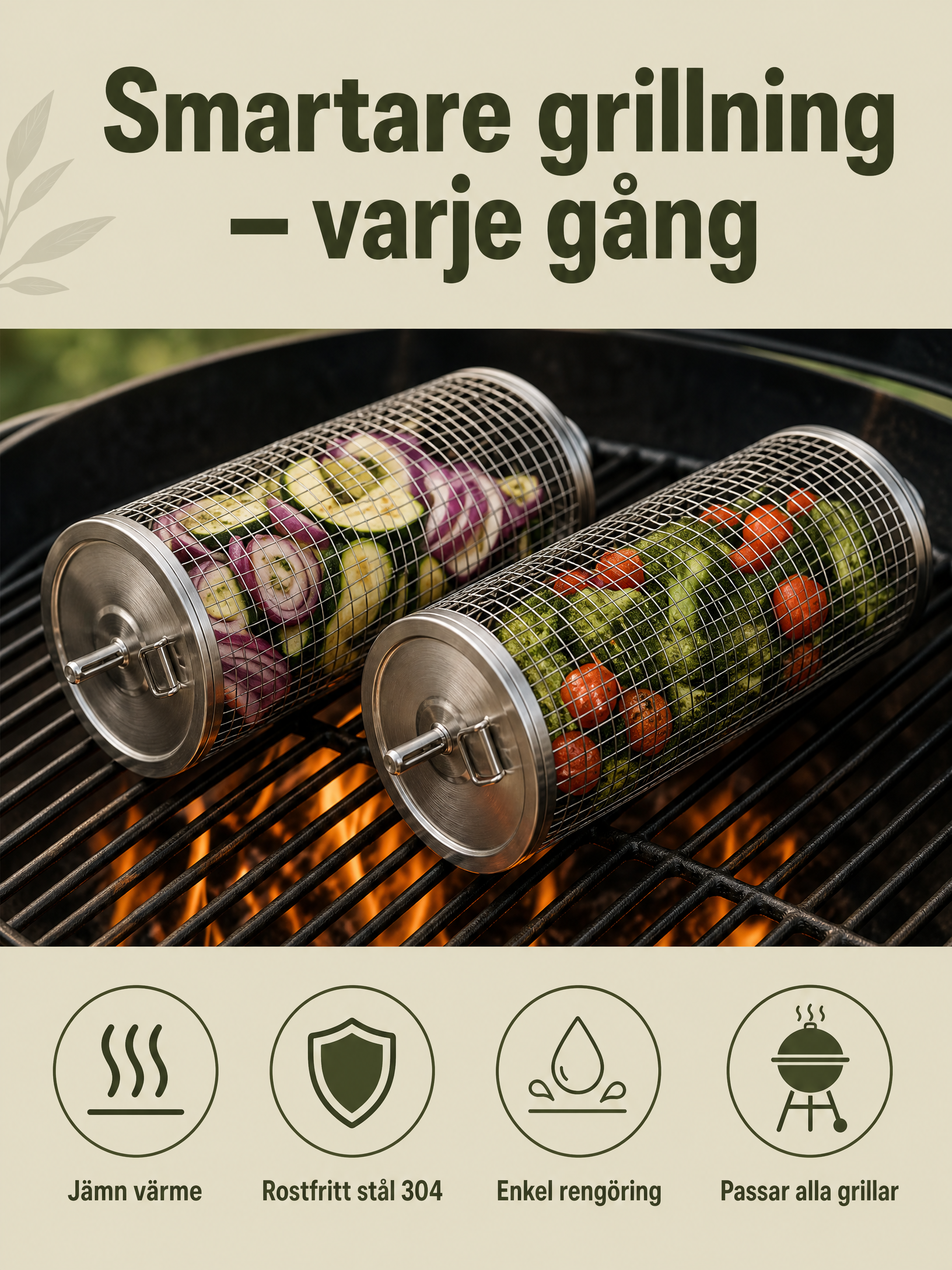 Grillcylinder i Rostfritt Stål 🔥 Perfekt Grillning Varje Gång