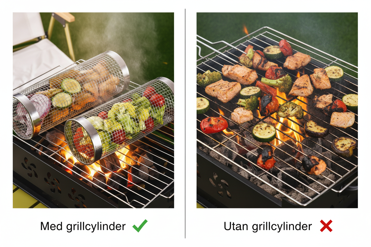 Grillcylinder i rostfritt stål – grillkorg för perfekt grillning