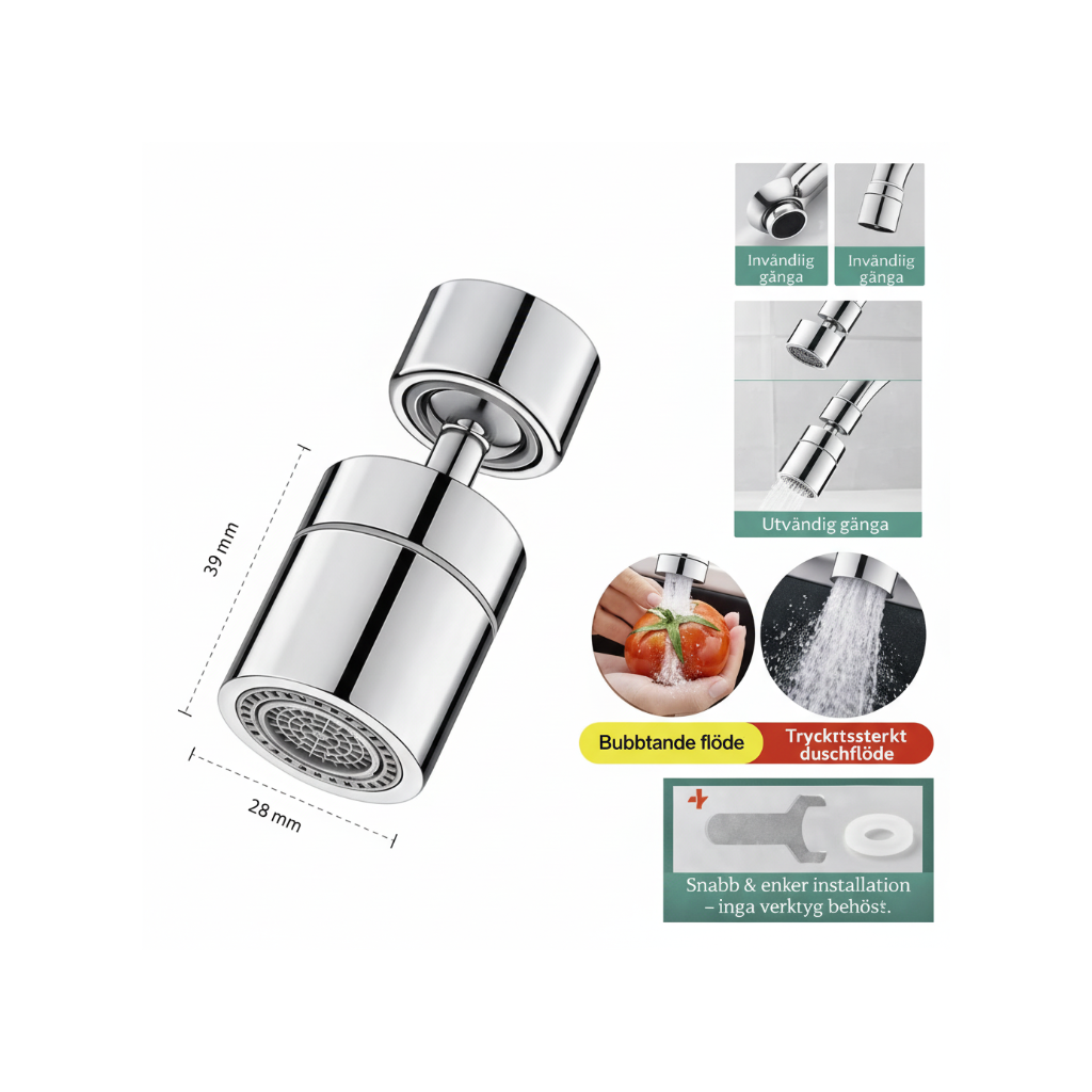 Dimensionsdiagram för HydroFlex 360 kranmunstycke