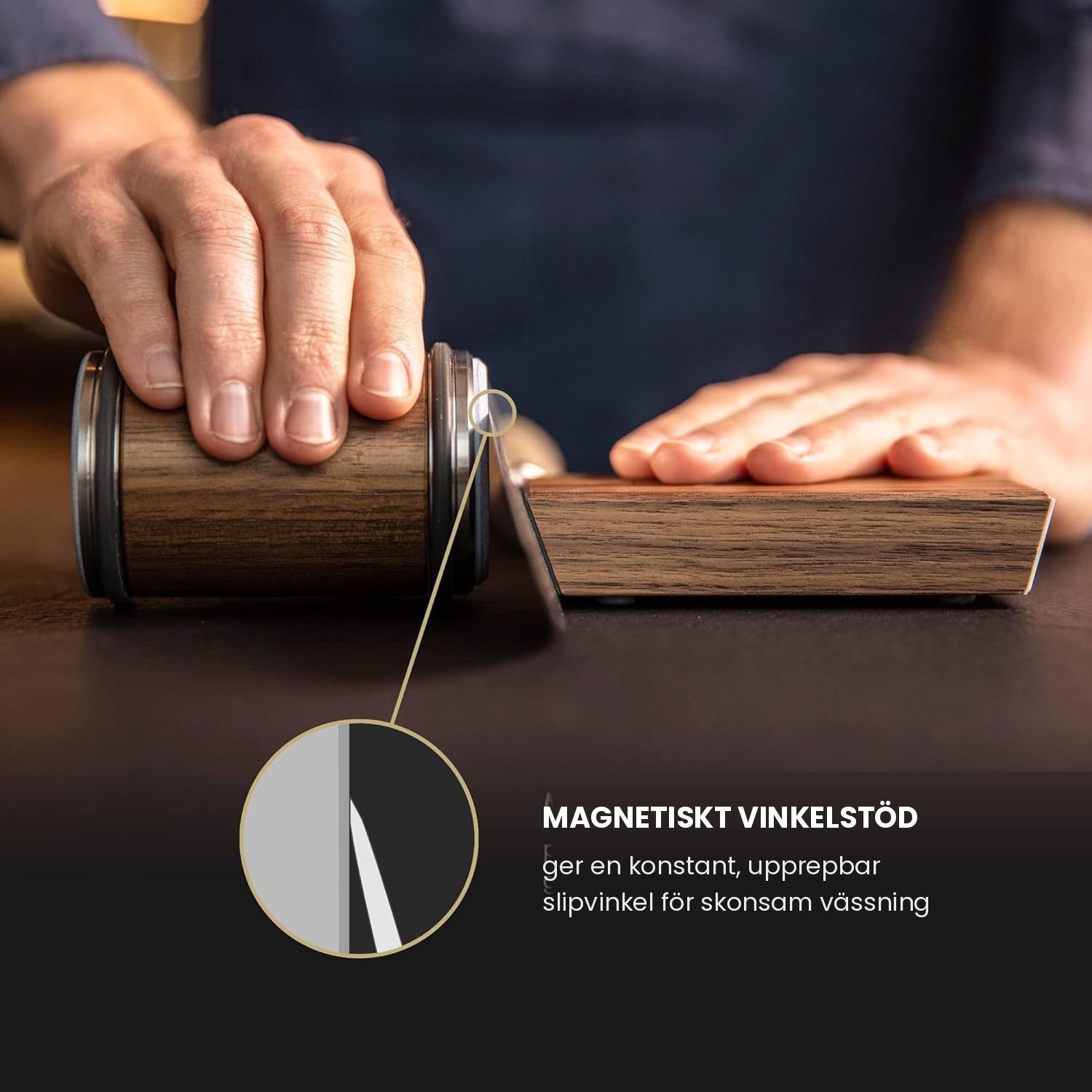 Magnetisk knivslip med rullfunktion